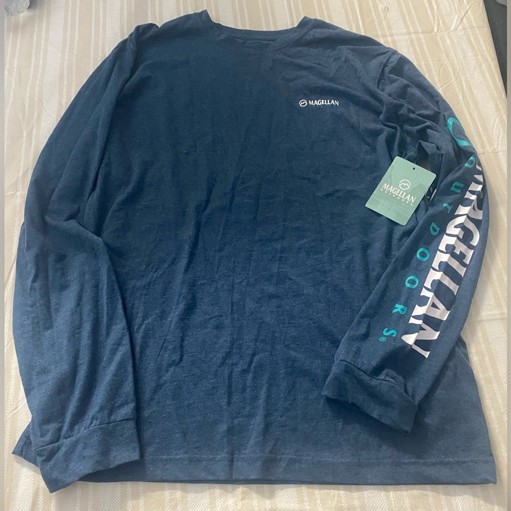 Magellan Men’s Outdoors Blue Classic Fit Long Sleeve Tee New Size L